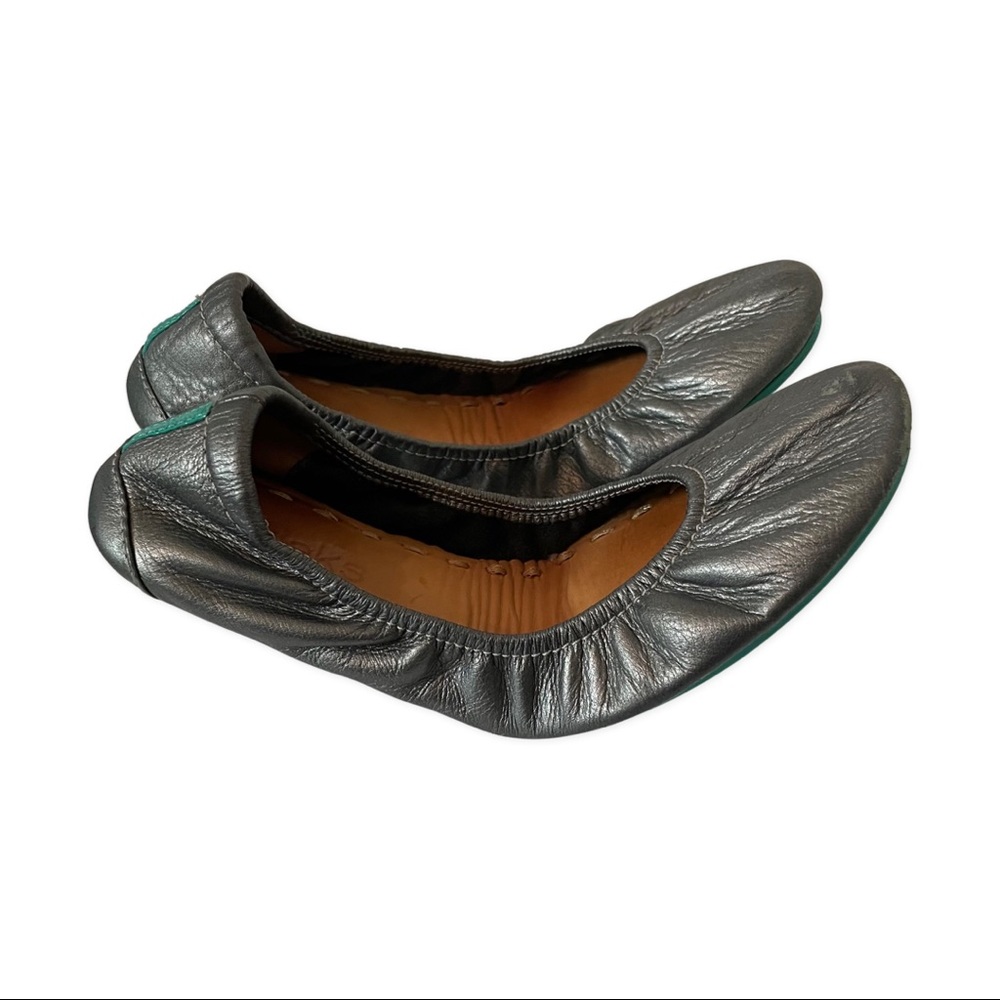 Tieks Leather Metallic Pewter Silver Flats Size 7